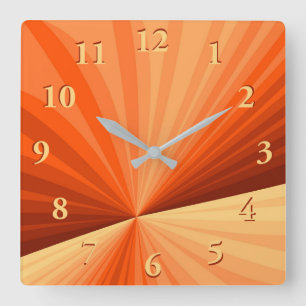Modern Abstract Orange Red Vanilla Graphic Fractal Square Wall Clock