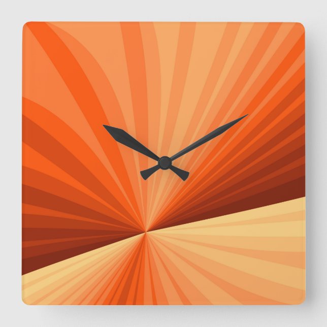 Modern Abstract Orange Red Vanilla Graphic Fractal Square Wall Clock (Front)