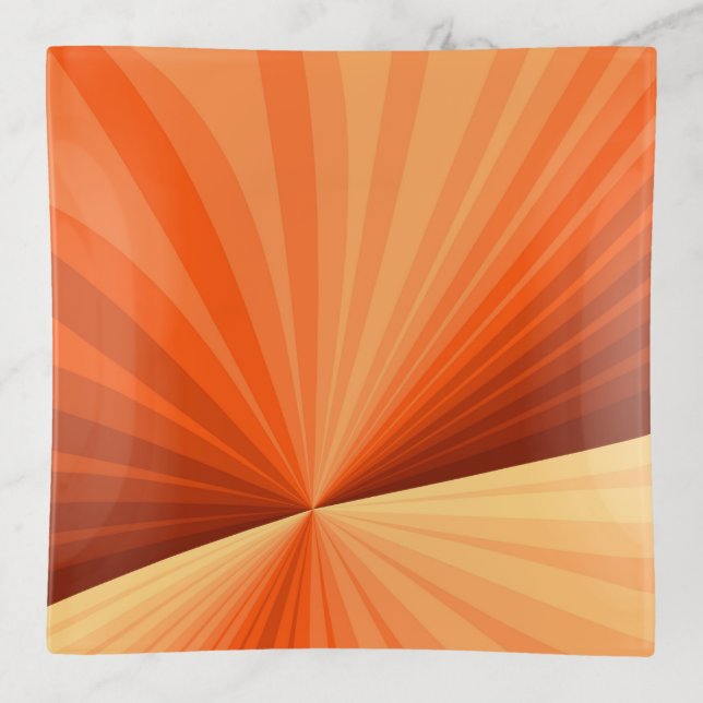 Modern Abstract Orange Red Vanilla Graphic Fractal Trinket Tray (Front)