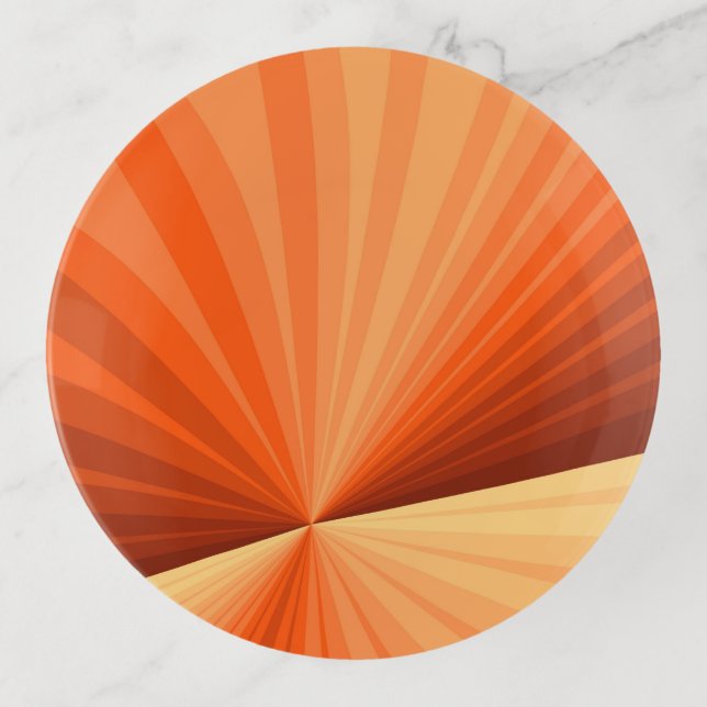Modern Abstract Orange Red Vanilla Graphic Fractal Trinket Tray (Front)