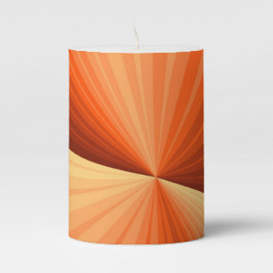 Modern Abstract Orange Red Vanilla Graphic Pillar Candle
