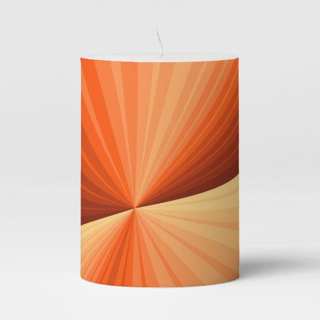 Modern Abstract Orange Red Vanilla Graphic Pillar Candle (Front)