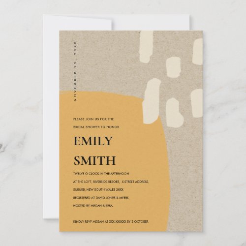 MODERN ABSTRACT ORANGE RUST BRIDAL SHOWER INVITE