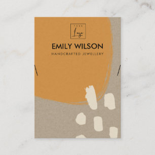 MODERN ABSTRACT ORANGE RUST KRAFT NECKLACE DISPLAY BUSINESS CARD
