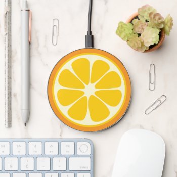 Modern Abstract Orange Slice Wireless Charger by littleteapotdesigns at Zazzle