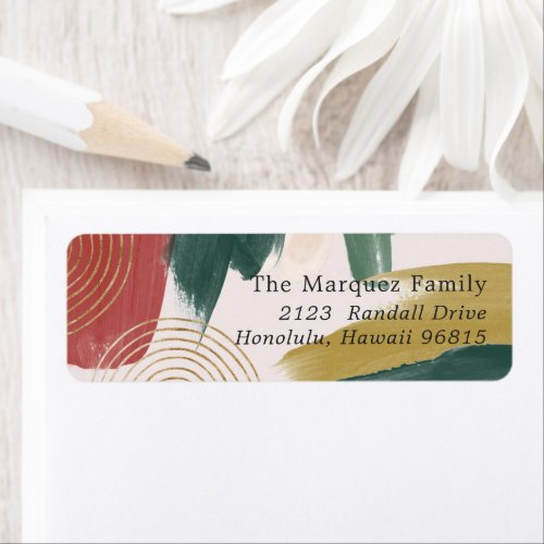 Modern Abstract Paint  Christmas Return Address  Label