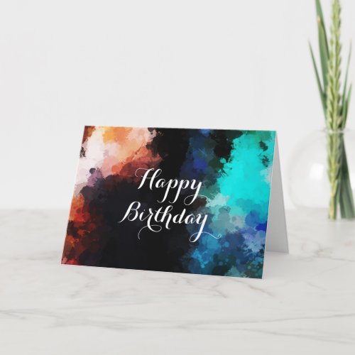 Modern Abstract Paint Splatters Birthday Card