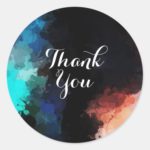 Modern Abstract Paint Splatters Thank You Classic Round Sticker