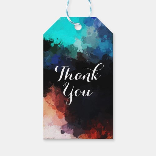 Modern Abstract Paint Splatters Thank You Gift Tags