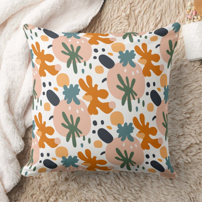 Modern Abstract Paint Strokes Pattern Throw Pillow (Blanket)