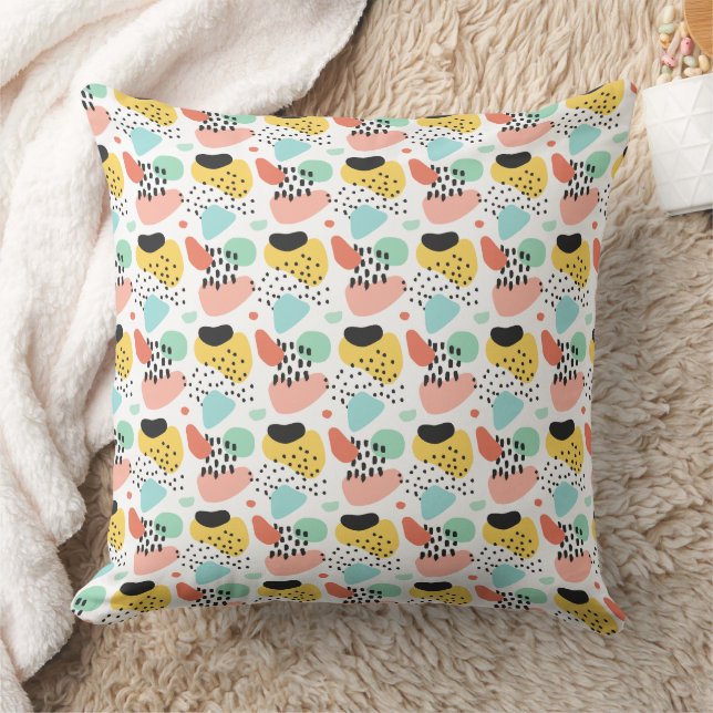 Modern Abstract Paint Strokes Pattern Throw Pillow (Blanket)