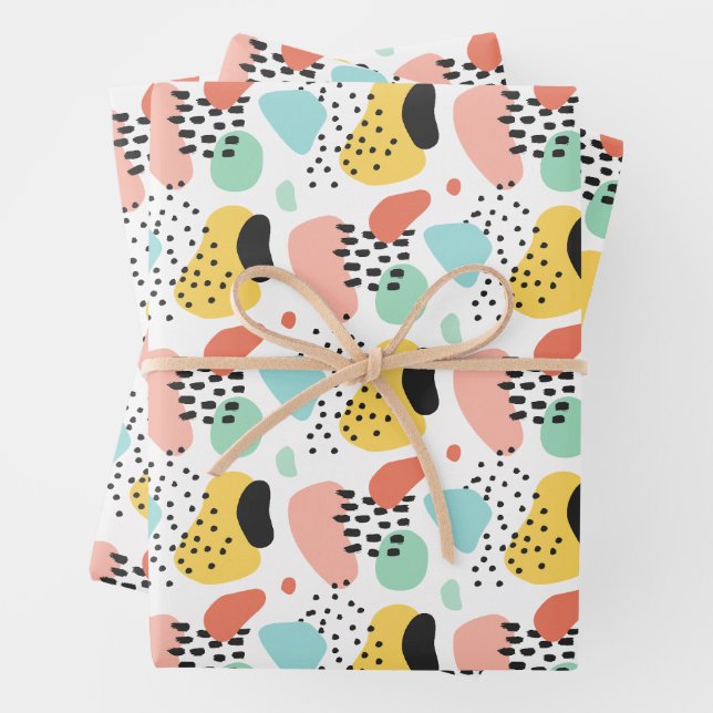 Modern Abstract Paint Strokes Pattern Wrapping Paper Sheets (In situ)
