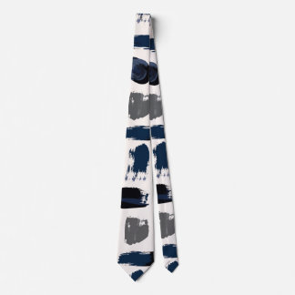 Modern Abstract Painterly Brushstrokes Navy and Gr Neck Tie