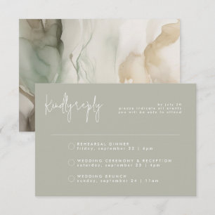 Modern Abstract Painterly Green Multi-Event RSVP Card
