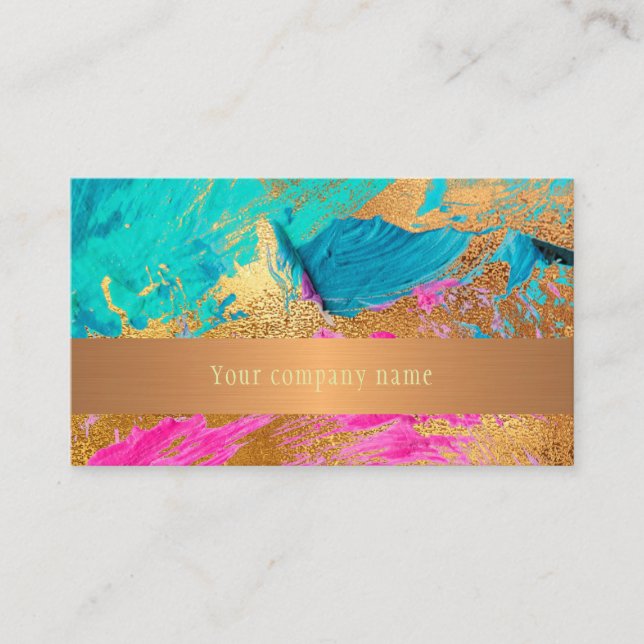 Modern abstract painting copper gold company name business card (Front)