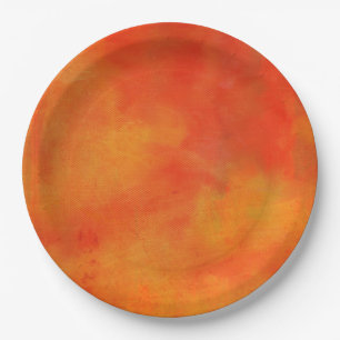 Modern Abstract Painting in Orange Paper Plates
