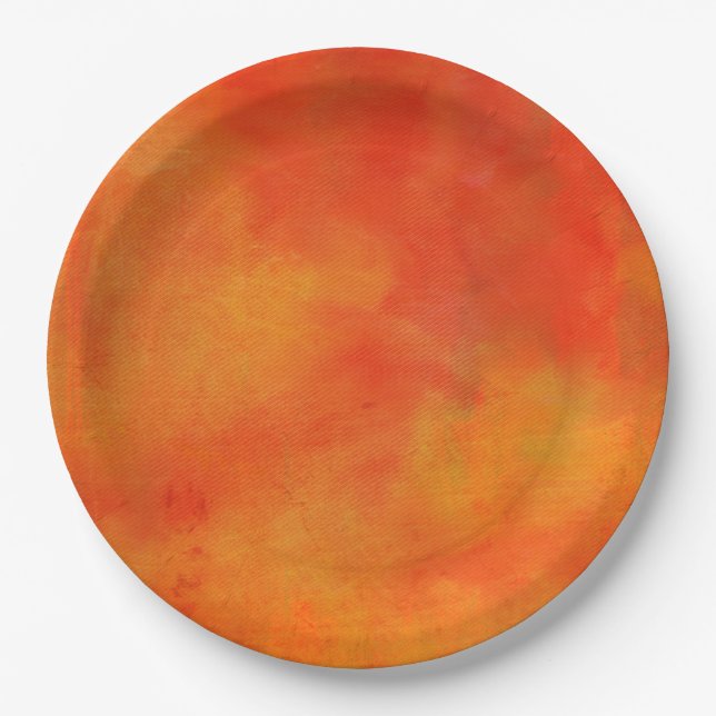 Modern Abstract Painting in Orange Paper Plates (Front)
