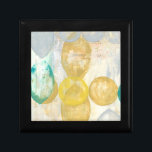 Modern Abstract Painting on Newsprint Jewelry Box<br><div class="desc">Romance is peaking its head out in this painting by Jennifer Goldberger. Circles and football shapes are layered on top of a newsprint background,  hiding most of the words. Some peak through,  especially romance. An avant garde selection that would make a great addition to your wall!</div>