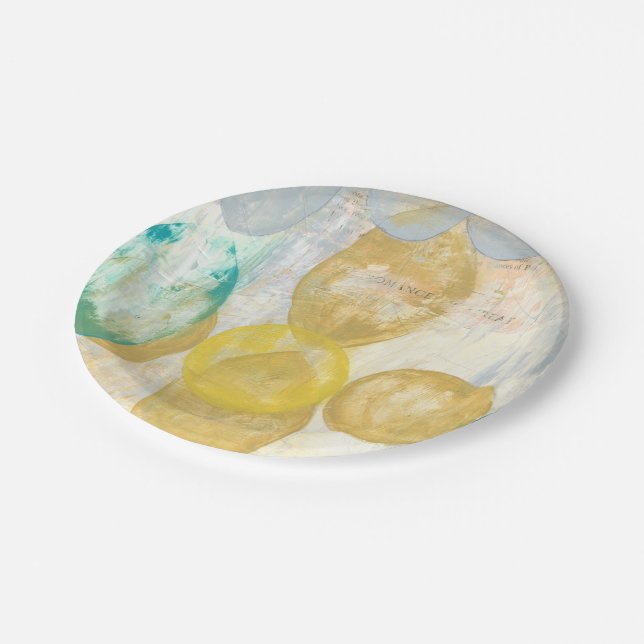 Modern Abstract Painting on Newsprint Paper Plates (Angled)