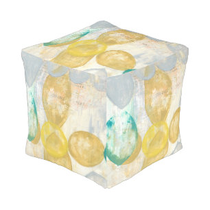 Modern Abstract Painting on Newsprint Pouf