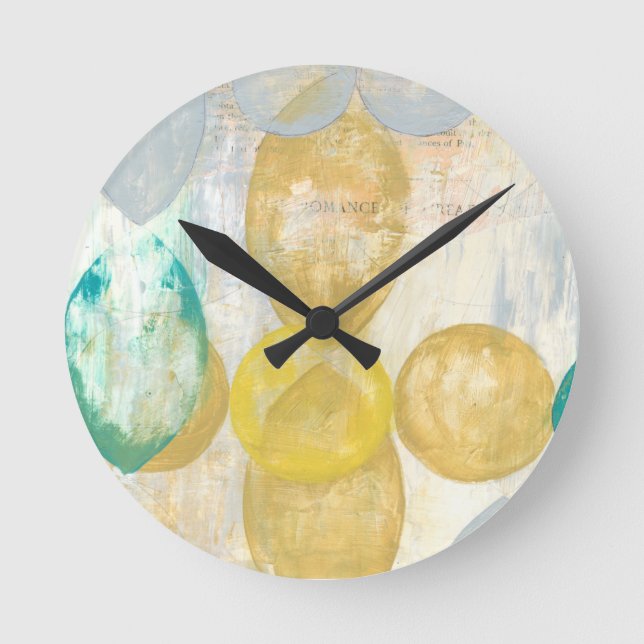 Modern Abstract Painting on Newsprint Round Clock (Front)