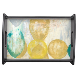 Modern Abstract Painting on Newsprint Serving Tray