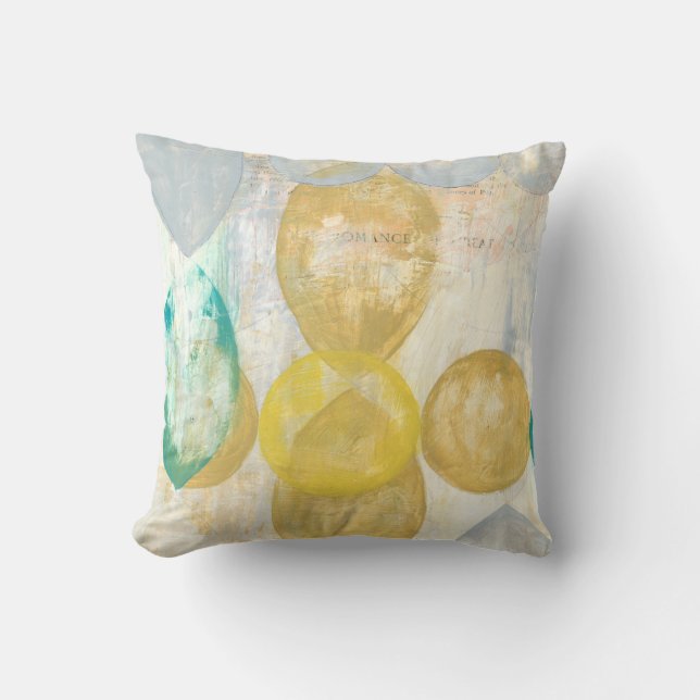 Modern Abstract Painting on Newsprint Throw Pillow (Front)