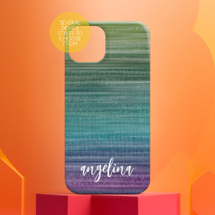 Modern Abstract Painting with White Script Name iPhone 16 Case