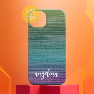 Modern Abstract Painting with White Script Name iPhone 16 Case