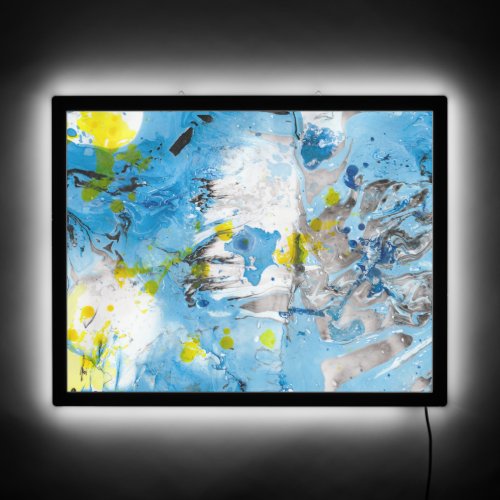 Modern Abstract Painting Yellow Blue Green Trendy LED Sign