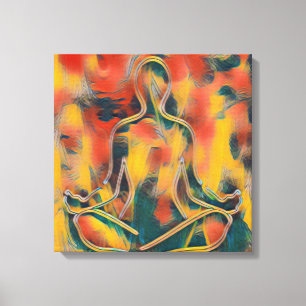 Modern Abstract Painting Yoga Yellow Red Green Canvas Print