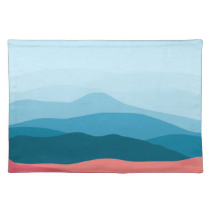 Modern Abstract Pastel Blue Pink Mountains Cloth Placemat