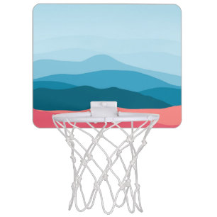 Modern Abstract Pastel Blue Pink Mountains Mini Basketball Hoop