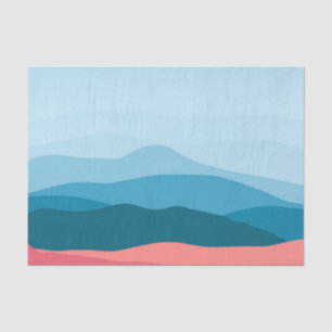 Modern Abstract Pastel Blue Pink Mountains Tissue Paper