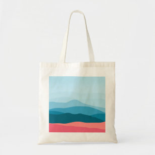 Modern Abstract Pastel Blue Pink Mountains Tote Bag
