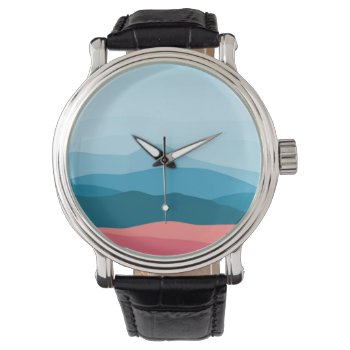 Modern Abstract Pastel Blue Pink Mountains Watch by MissInterPrinted at Zazzle