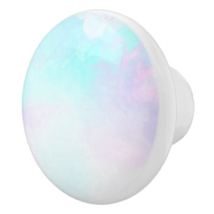 Modern Abstract Pastel Blue & Purple Watercolor Ceramic Knob