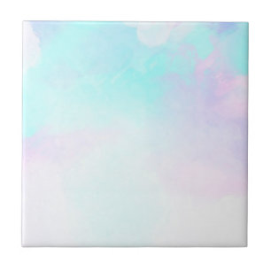 Modern Abstract Pastel Blue & Purple Watercolor Ceramic Tile