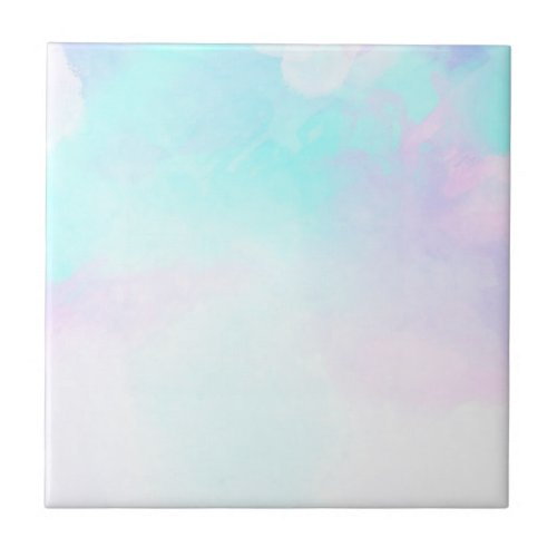 Modern Abstract Pastel Blue  Purple Watercolor Ceramic Tile