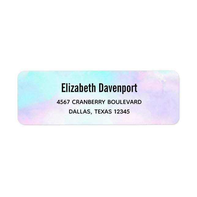 Modern Abstract Pastel Blue & Purple Watercolor Label (Front)