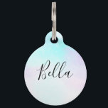 Modern Abstract Pastel Blue & Purple Watercolor Pet ID Tag<br><div class="desc">Personalized dog tag with a modern abstract watercolor design. Blue and purple colors mix and mingle together in a soft pastel colored abstract pattern. A soft misty dreamy feel to this design. Artistic,  stylish and beautiful.</div>