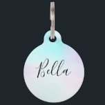 Modern Abstract Pastel Blue & Purple Watercolor Pet ID Tag<br><div class="desc">Personalized dog tag with a modern abstract watercolor design. Blue and purple colors mix and mingle together in a soft pastel colored abstract pattern. A soft misty dreamy feel to this design. Artistic,  stylish and beautiful.</div>