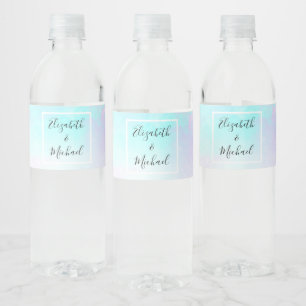 Modern Abstract Pastel Blue & Purple Watercolor Water Bottle Label
