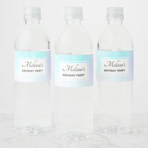 Modern Abstract Pastel Blue & Purple Watercolor Water Bottle Label