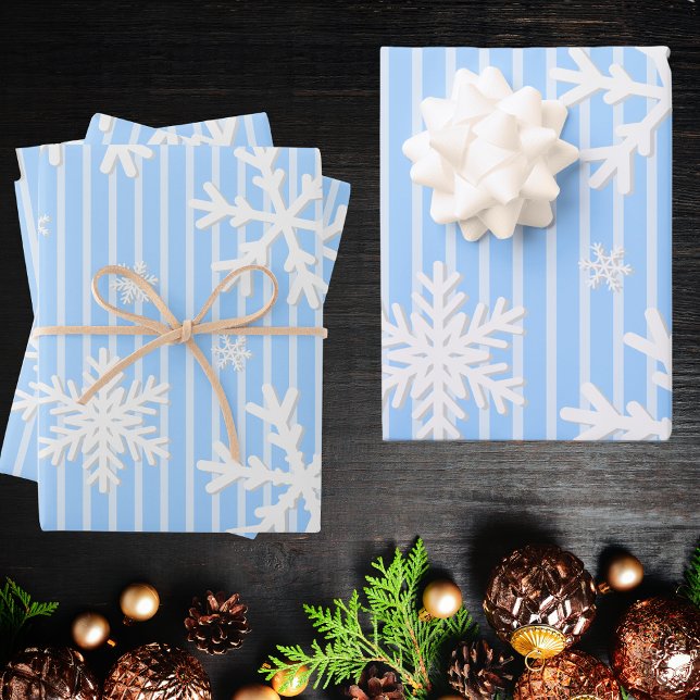Modern Abstract Pastel Blue Snowflake Pattern  Wrapping Paper Sheets (Creator Uploaded)