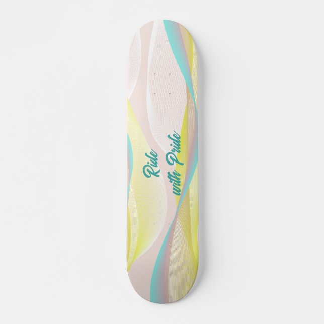 Modern Abstract Pastel Fluid Waves & Mesh Skateboard (Front)