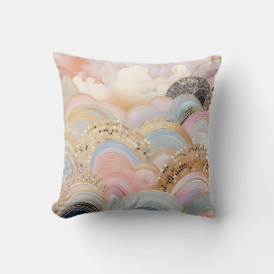 Modern abstract pastel light pink and beige throw pillow
