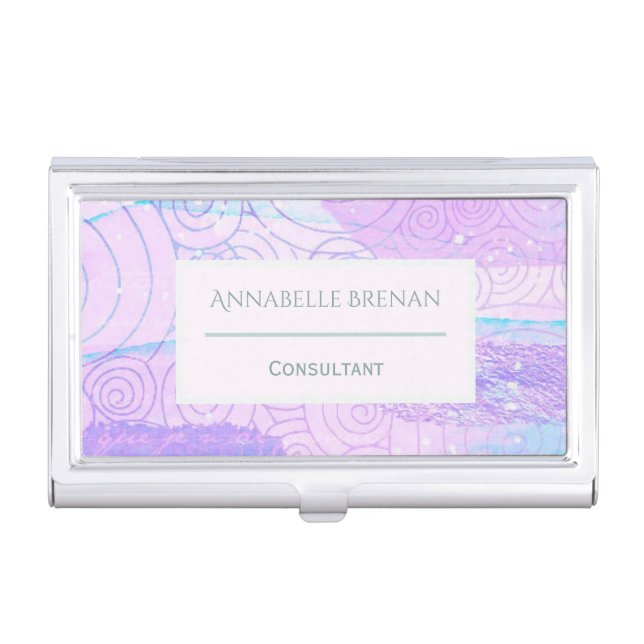 Modern Abstract Pastel Pattern Personalised Business Card Case (Front)