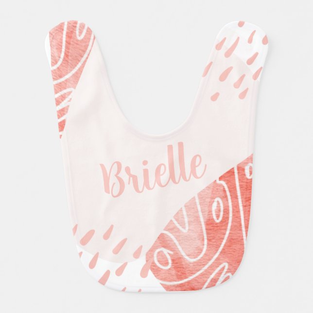 Modern Abstract Pastel Personalized Name Girl Baby Bib (Front)