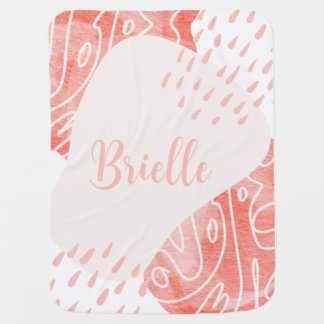Modern Abstract Pastel Personalized Name Girl Baby Blanket